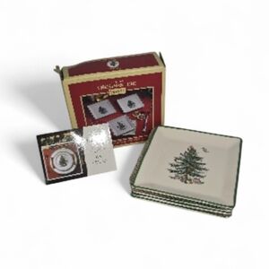 Spode Christmas Tree Collection Tidbit Square Plates Set Of 4 Ceramic New